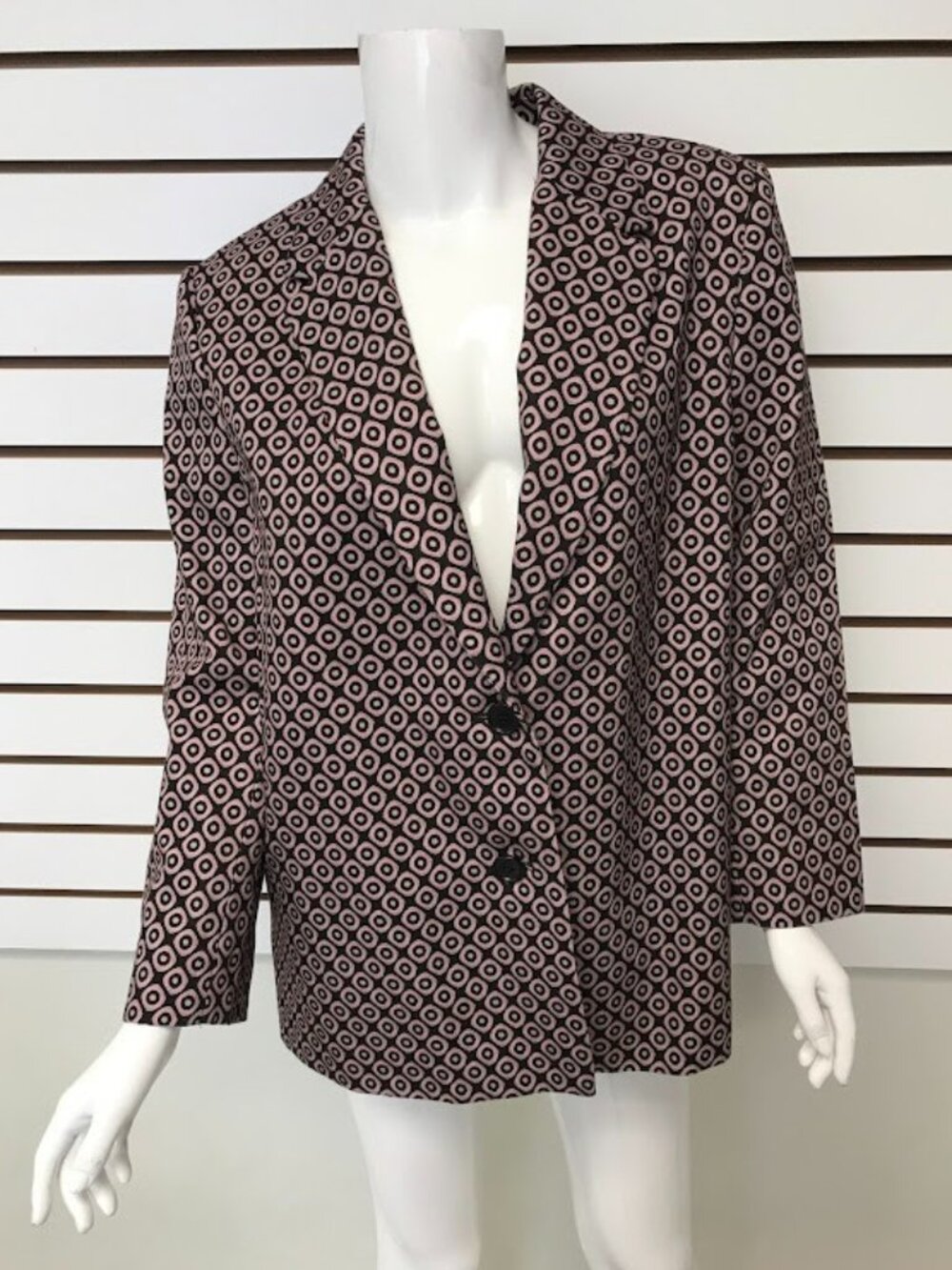 Dries Van Noten Geometric Print Blazer Jacket Brown Pink Size EU 42 US 10